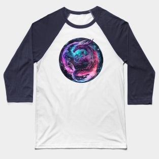 Celestial Serpent: Moonlit Dragon Emblem Baseball T-Shirt